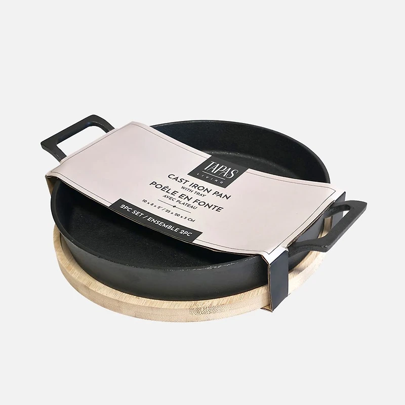 Tapas Living Poêle à fond plat en fonte avec poignée