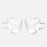 Heart with Love Clear Mugs, Set of 2