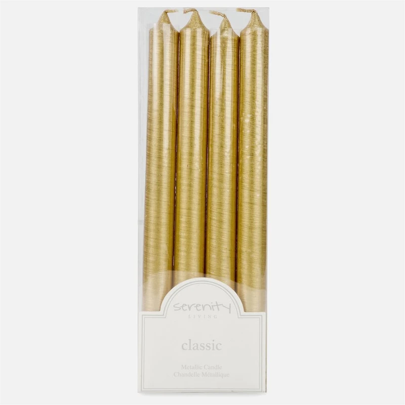 Gold Dinner Candles, Set of 4 - 10"