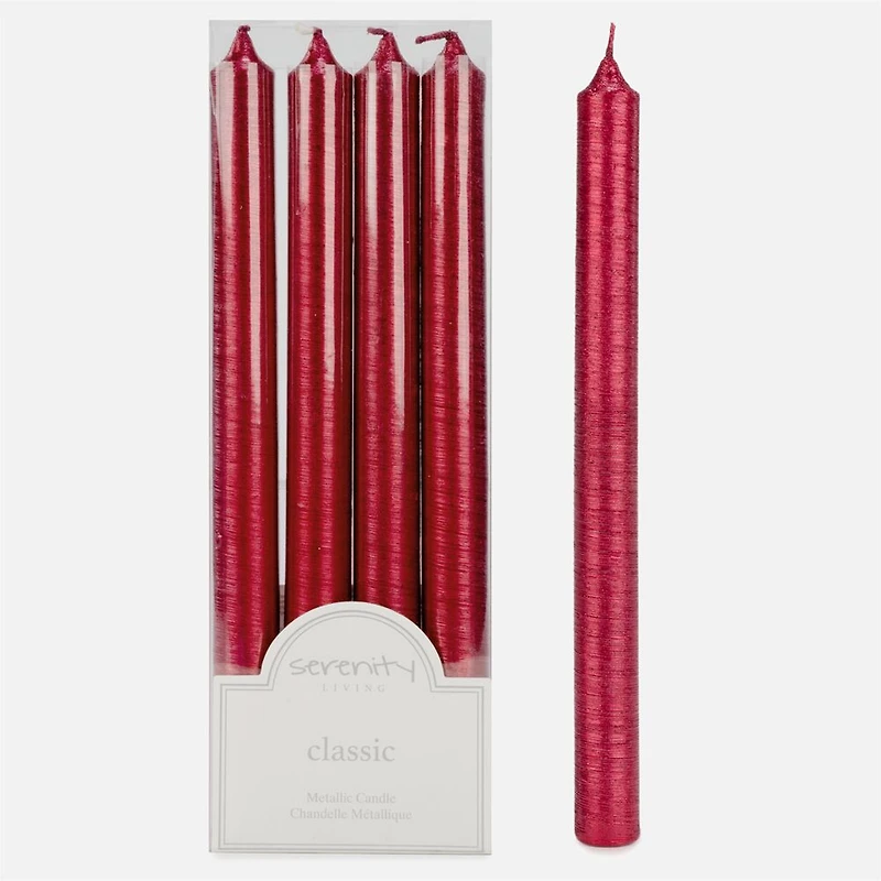 Red Dinner Candles, Set of 4 - 10"