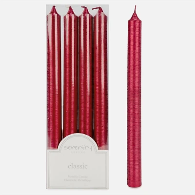 Red Dinner Candles, Set of 4 - 10"