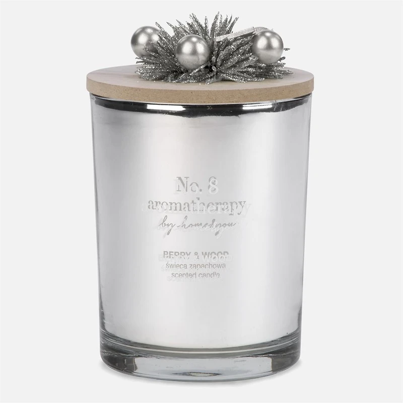 Bougie parfumée en verre avec couvercle à épingle - Baies et bois