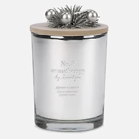 Bougie parfumée en verre avec couvercle à épingle - Baies et bois