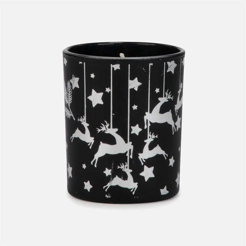 Scented Black Glass Candle - Silver Star