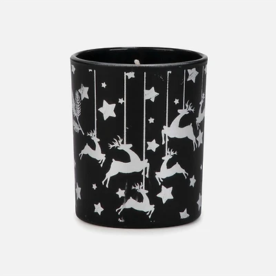 Scented Black Glass Candle - Silver Star