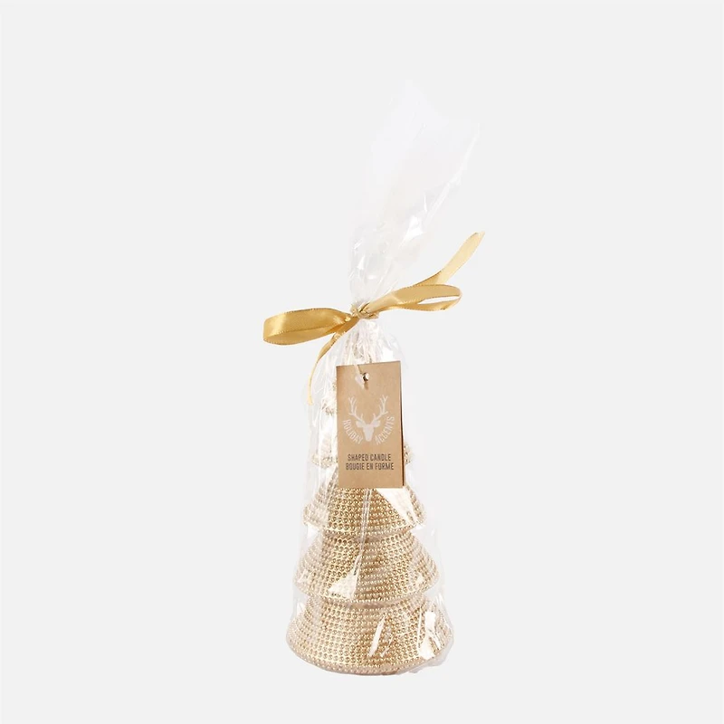 Ornament Tree Shaped Candle, Medium - Champagne