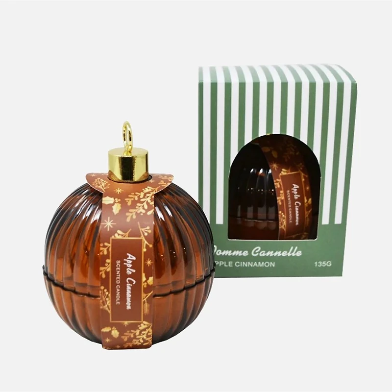 Candle Xmas Ornament Amber - Apple Cinamon