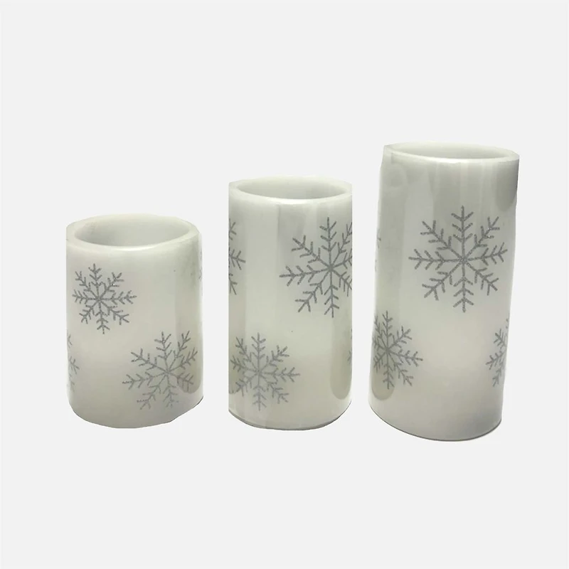 Set of 3 Snowflake LED Candles