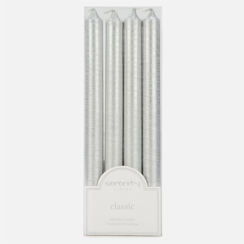 Dinner Candles, Set of 4 - Silver