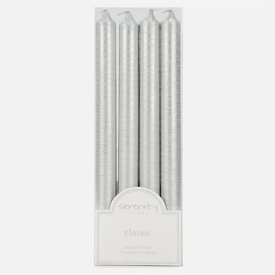 Dinner Candles, Set of 4 - Silver