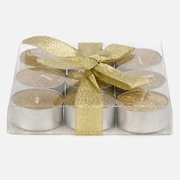 T-Light Candles Set of 9 - Glitter Gold