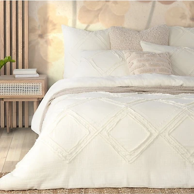 Ensemble de housse de couette crème Buckwheat - Grand