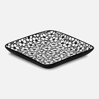 Brilliant Black Daisy Square Plate, 24x24cm