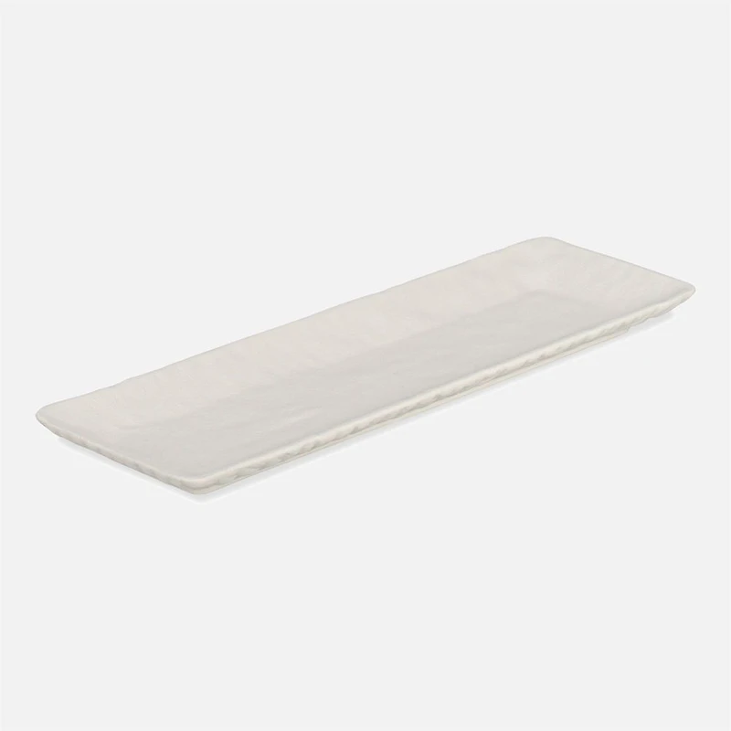 Japandi Rectangular Tray, White - 33cm