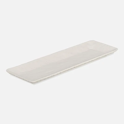 Japandi Rectangular Tray, White - 33cm