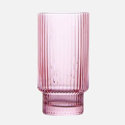 Brilliant Ribbed Highball Glasses, Set of 4 - Pink 
