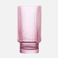 Brilliant Ribbed Highball Glasses, Set of 4 - Pink 