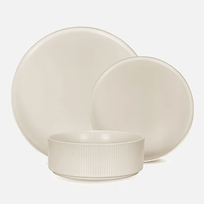 Brilliant Ribbed Dinnerware Set Service for 4, 12 Pieces 