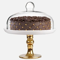 Gold Pedestal Cake Stand & Dome by Brilliant