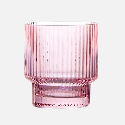 Brilliant Ribbed Whisky Glasses, Set of 4 – Pink