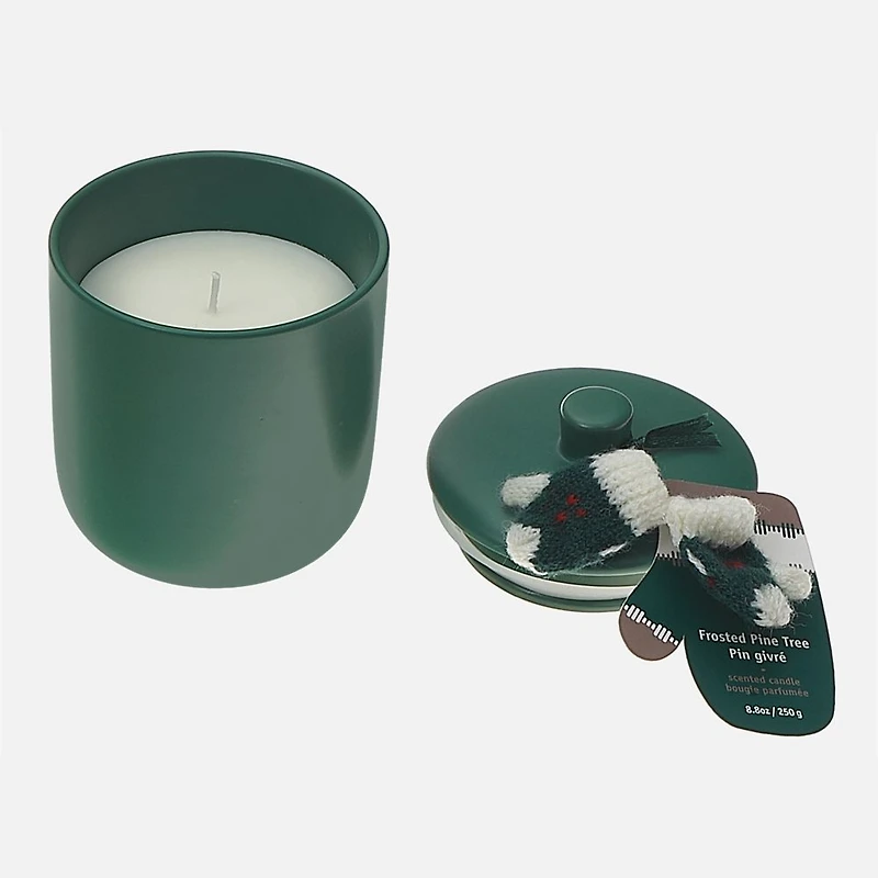 Candle and Knitted Glove Frosted - Pine Tree