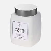 Bougie carrée parfumée de luxe avec couvercle, daim blanc - Blanc