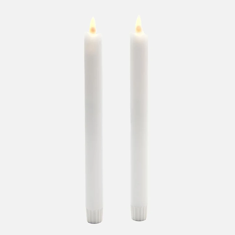 Bougies de table LED blanches effet cire, paquet de 2 - Blanc chaud