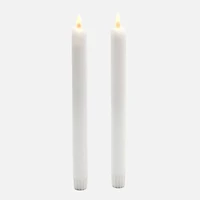 Bougies de table LED blanches effet cire, paquet de 2  - Blanc chaud