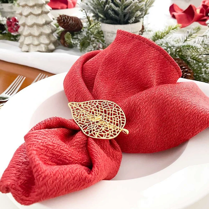 Set of 4 Feuille Napkin Rings - Gold