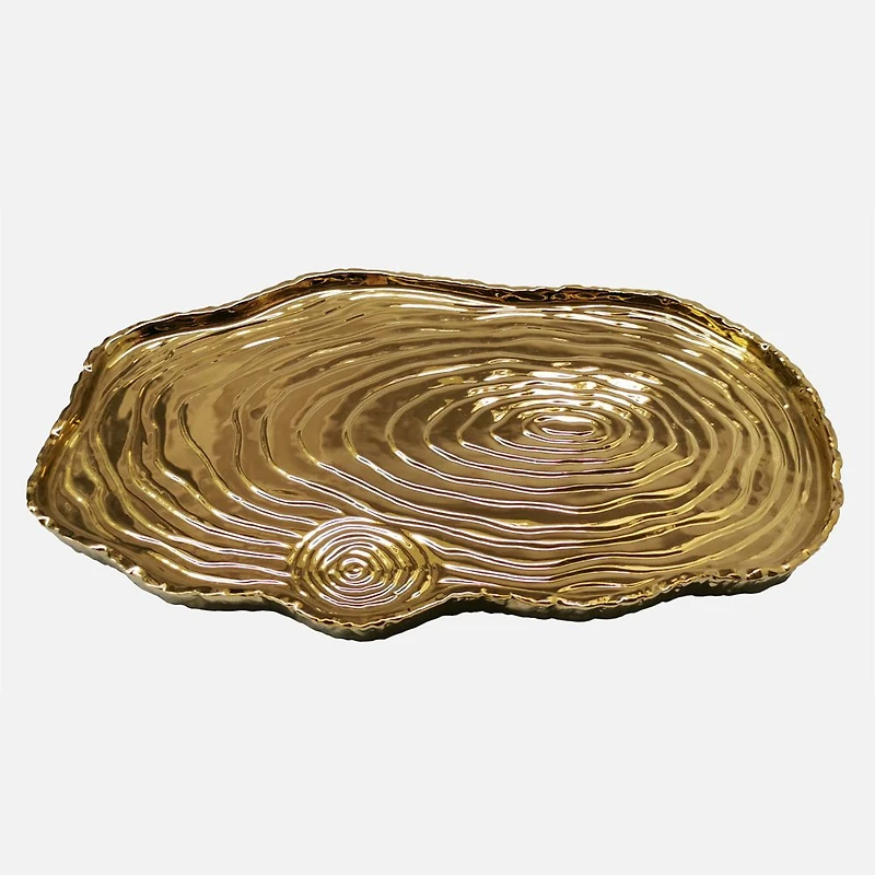 Gold Tree Bark Tray - 16 x 10"