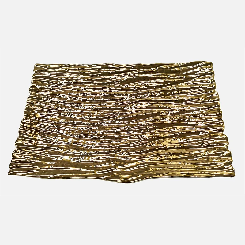 Gold Tree Bark Tray - 15.5'' x 8.75"