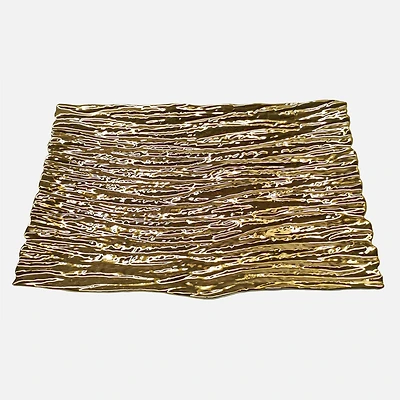 Gold Tree Bark Tray - 15.5'' x 8.75"