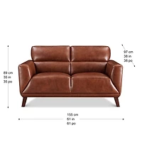 Jake Leather Loveseat - Brandy
