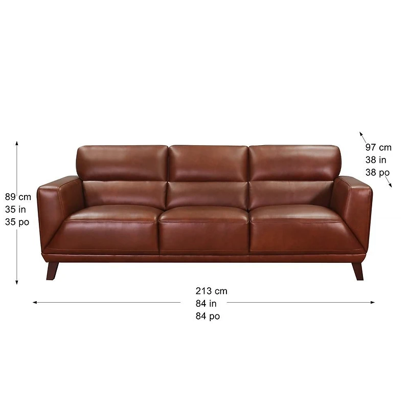 Jake Leather Sofa - Brandy