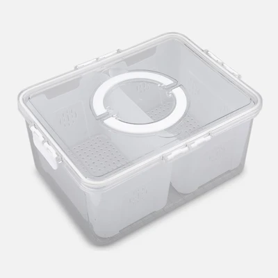 2 Compartments Vegetable Saver with Handles - 31cm x 24cm x 14.5 cm