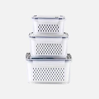 3 Pack Fridge Food Storage Container Set with Strainer