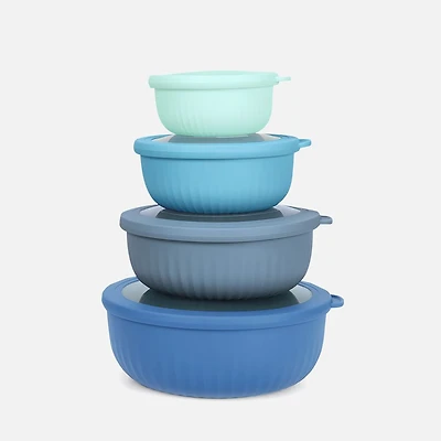 Round Plastic Storage Boxes With Lids, Set of 4