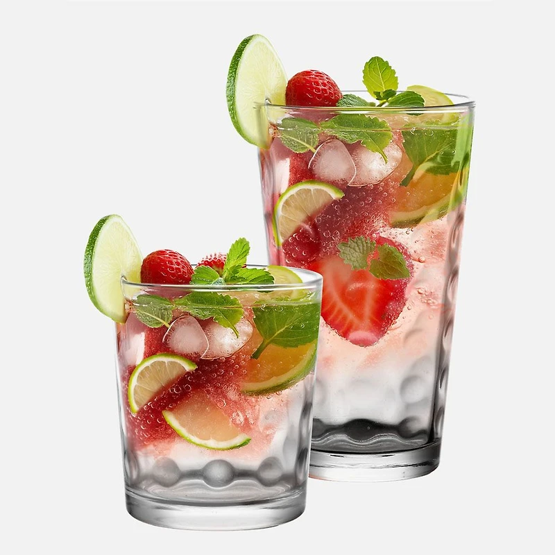 JS Goumet Embossed Glasses, Set of 8