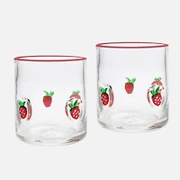 JS Gourmet Embedded Double Old Fashion Glasses, Set of 2 - Strawberry 