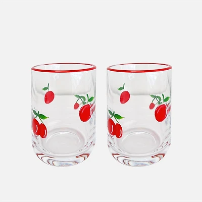 JS Gourmet Icon Cherry Embedded DOF Glasses, Set of 2