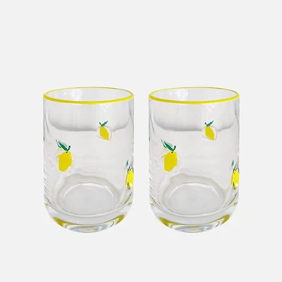 JS Gourmet Icon Lemon Embedded DOF Glasses, Set of 2