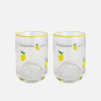 JS Gourmet Icon Lemon Embedded DOF Glasses, Set of 2