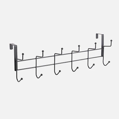 Porte-manteau métallique 6 crochets - Noir