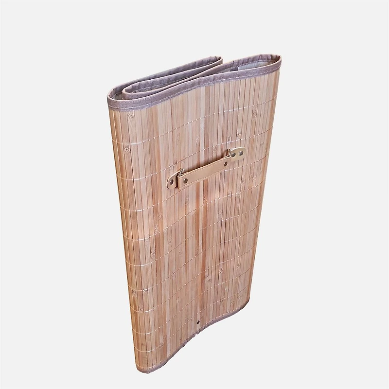 Collapsible Bamboo Cane Laundry Basket with Lid 