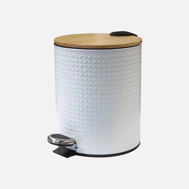 Embossed Pedal Bin - Matte White, 5L