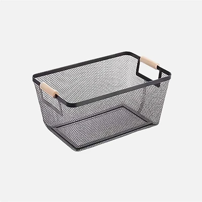 Panier en maille de fer poudré avec poignée en bouleau - Petit