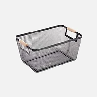 Panier en maille de fer poudré avec poignée en bouleau - Petit