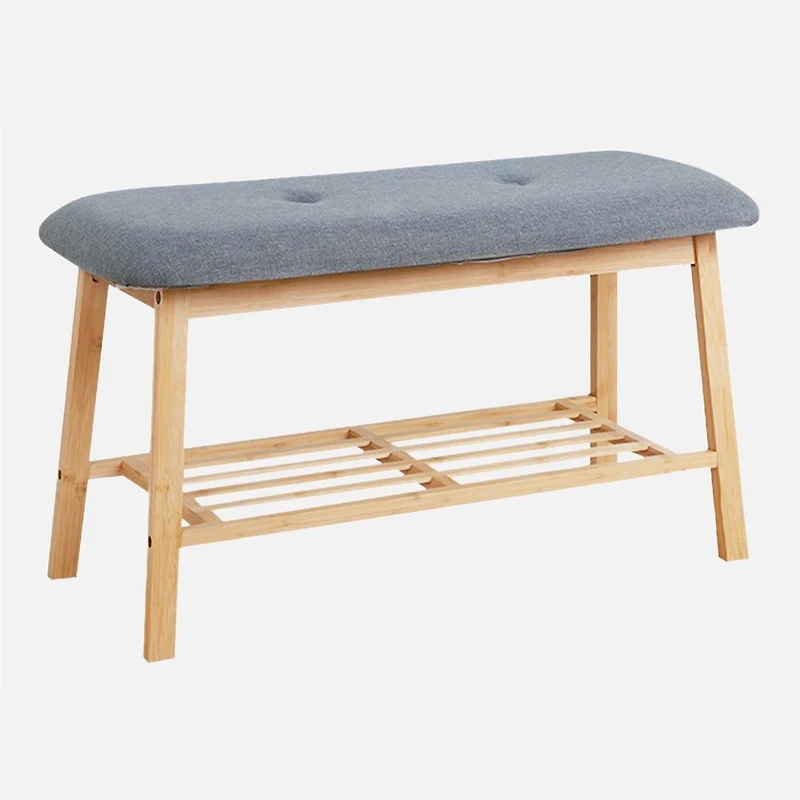 Banc à chaussures en lin et mousse de bambou