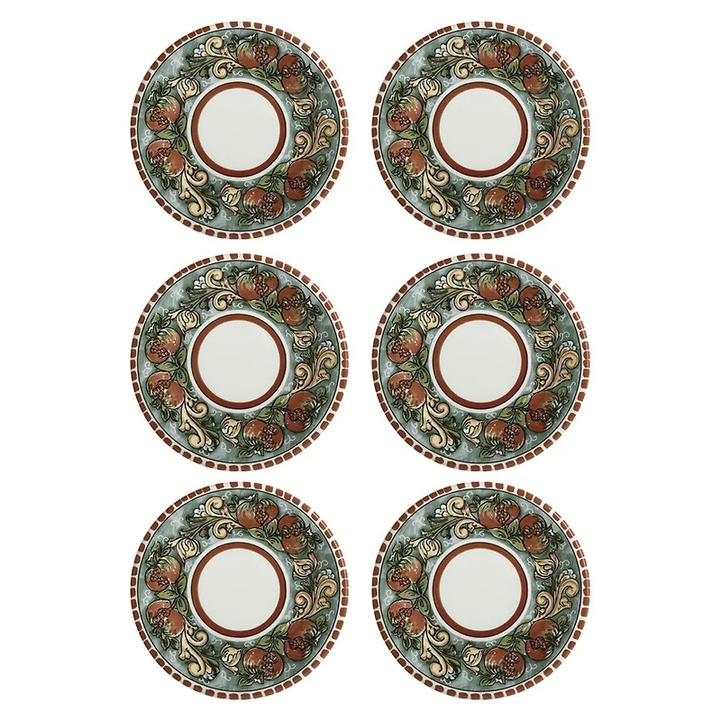Set of 6 Salerno Pomegranate Plates by Maxwell & Williams (20 cm) - Pomegranate