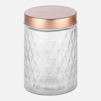 JS GOURMET Diamond Contenant en verre embossé - 1,3 L
